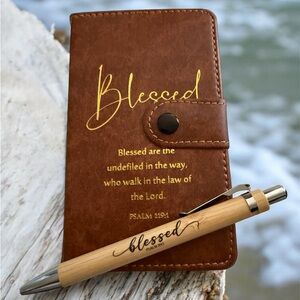 Pocket Size Bible Verse Journal and Matching Pen  Blessed NWT